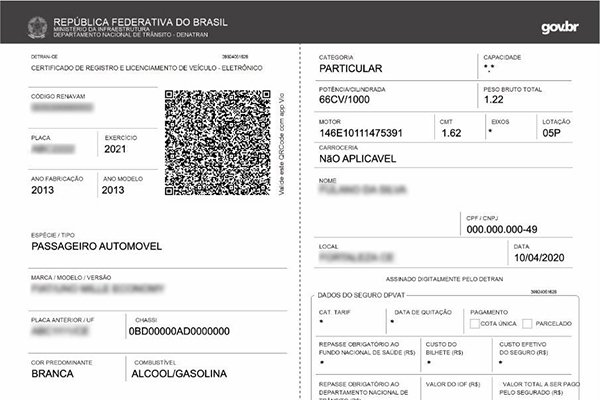 Ilustração do CRLV Digital PR — Paraná